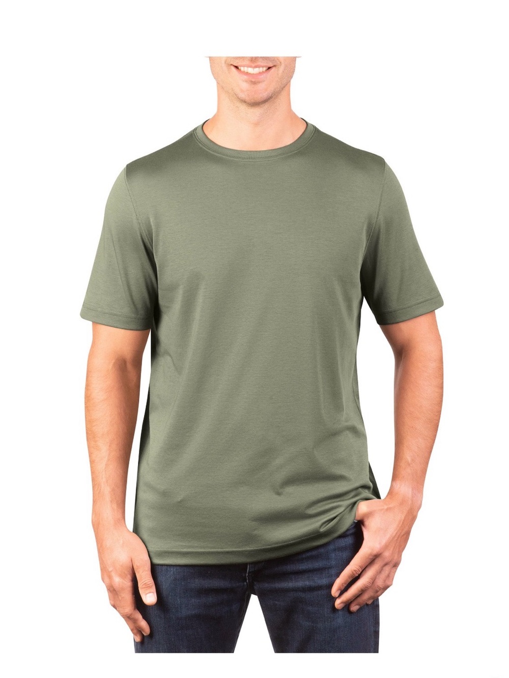 Kirkland Signature Men's Peruvian 100 %Pima Cotton Tee Shirt olive green
